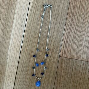Silver and blue bead necklace